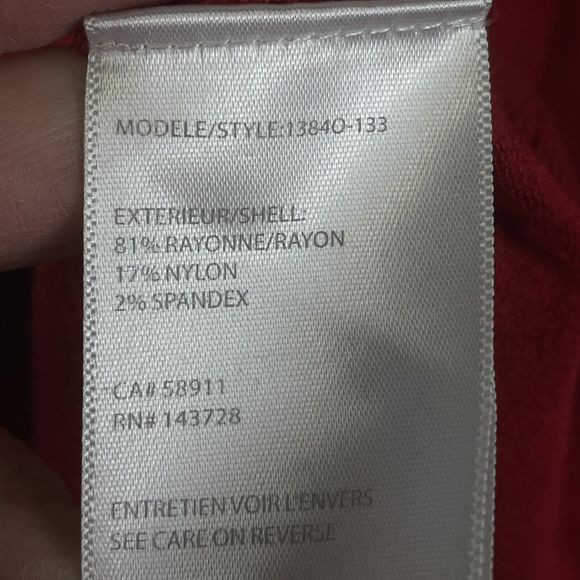 Tribal Long Sleeve Red Textured Knit Pullover Top Shirt Sweater Womens Medium - Picture 6 of 6